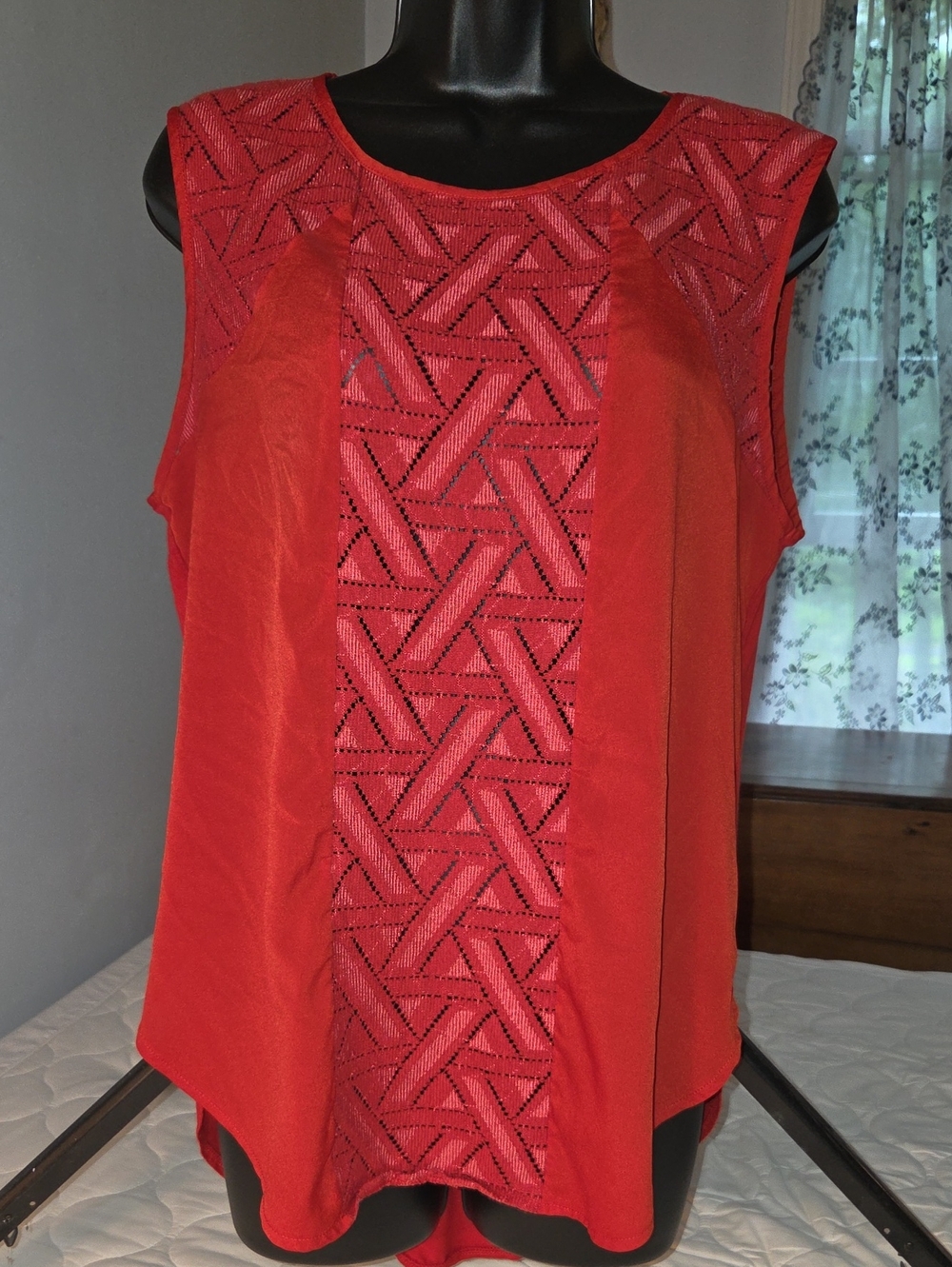 Banana Republic Red Lace-Panel Sleeveless Camisole Top